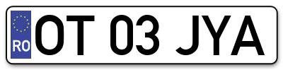 Placuta inmatriculare numar auto  OT-03-JYA, OT 03 JYA, OT03JYA
