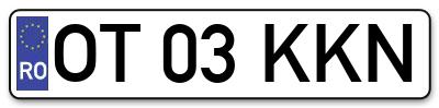 Placuta inmatriculare numar auto  OT-03-KKN, OT 03 KKN, OT03KKN