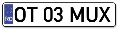 Placuta inmatriculare numar auto  OT-03-MUX, OT 03 MUX, OT03MUX