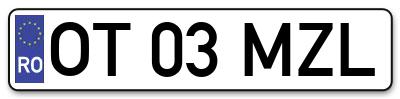 Placuta inmatriculare numar auto  OT-03-MZL, OT 03 MZL, OT03MZL