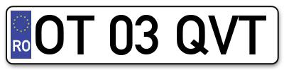 Placuta inmatriculare numar auto  OT-03-QVT, OT 03 QVT, OT03QVT