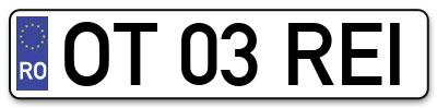 Placuta inmatriculare numar auto  OT-03-REI, OT 03 REI, OT03REI