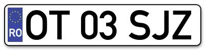 Placuta inmatriculare numar auto  OT-03-SJZ, OT 03 SJZ, OT03SJZ