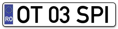 Placuta inmatriculare numar auto  OT-03-SPI, OT 03 SPI, OT03SPI