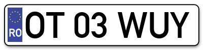 Placuta inmatriculare numar auto  OT-03-WUY, OT 03 WUY, OT03WUY