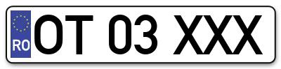 Placuta inmatriculare numar auto  OT-03-XXX, OT 03 XXX, OT03XXX