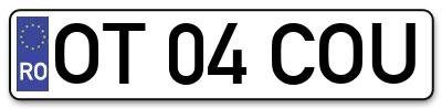 Placuta inmatriculare numar auto  OT-04-COU, OT 04 COU, OT04COU