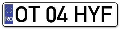 Placuta inmatriculare numar auto  OT-04-HYF, OT 04 HYF, OT04HYF