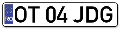 Placuta inmatriculare numar auto  OT-04-JDG, OT 04 JDG, OT04JDG