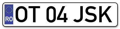 Placuta inmatriculare numar auto  OT-04-JSK, OT 04 JSK, OT04JSK