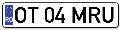Placuta inmatriculare numar auto  OT-04-MRU, OT 04 MRU, OT04MRU