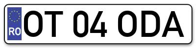 Placuta inmatriculare numar auto  OT-04-ODA, OT 04 ODA, OT04ODA