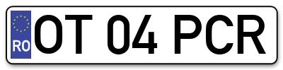 Placuta inmatriculare numar auto  OT-04-PCR, OT 04 PCR, OT04PCR