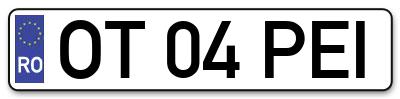 Placuta inmatriculare numar auto  OT-04-PEI, OT 04 PEI, OT04PEI