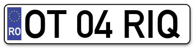 Placuta inmatriculare numar auto  OT-04-RIQ, OT 04 RIQ, OT04RIQ