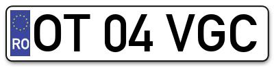 Placuta inmatriculare numar auto  OT-04-VGC, OT 04 VGC, OT04VGC