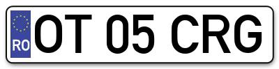 Placuta inmatriculare numar auto  OT-05-CRG, OT 05 CRG, OT05CRG