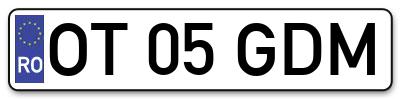 Placuta inmatriculare numar auto  OT-05-GDM, OT 05 GDM, OT05GDM