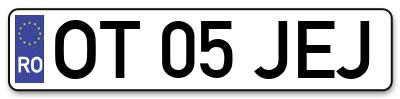 Placuta inmatriculare numar auto  OT-05-JEJ, OT 05 JEJ, OT05JEJ