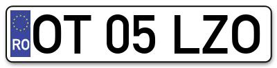Placuta inmatriculare numar auto  OT-05-LZO, OT 05 LZO, OT05LZO
