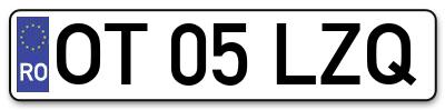 Placuta inmatriculare numar auto  OT-05-LZQ, OT 05 LZQ, OT05LZQ