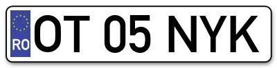 Placuta inmatriculare numar auto  OT-05-NYK, OT 05 NYK, OT05NYK