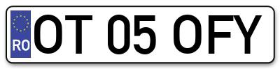 Placuta inmatriculare numar auto  OT-05-OFY, OT 05 OFY, OT05OFY