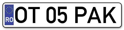 Placuta inmatriculare numar auto  OT-05-PAK, OT 05 PAK, OT05PAK