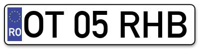 Placuta inmatriculare numar auto  OT-05-RHB, OT 05 RHB, OT05RHB