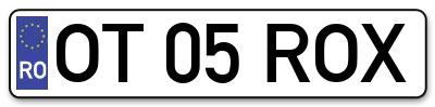 Placuta inmatriculare numar auto  OT-05-ROX, OT 05 ROX, OT05ROX