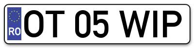 Placuta inmatriculare numar auto  OT-05-WIP, OT 05 WIP, OT05WIP