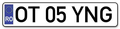 Placuta inmatriculare numar auto  OT-05-YNG, OT 05 YNG, OT05YNG