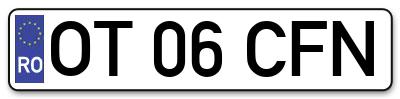 Placuta inmatriculare numar auto  OT-06-CFN, OT 06 CFN, OT06CFN