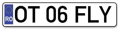 Placuta inmatriculare numar auto  OT-06-FLY, OT 06 FLY, OT06FLY