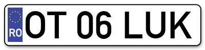 Placuta inmatriculare numar auto  OT-06-LUK, OT 06 LUK, OT06LUK