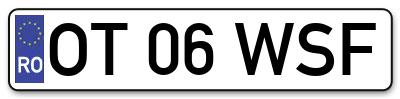 Placuta inmatriculare numar auto  OT-06-WSF, OT 06 WSF, OT06WSF