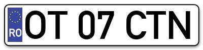 Placuta inmatriculare numar auto  OT-07-CTN, OT 07 CTN, OT07CTN