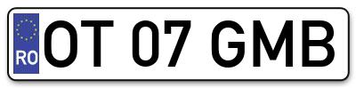 Placuta inmatriculare numar auto  OT-07-GMB, OT 07 GMB, OT07GMB