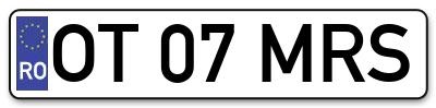 Placuta inmatriculare numar auto  OT-07-MRS, OT 07 MRS, OT07MRS