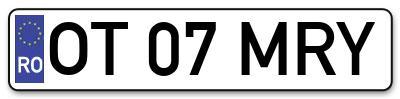 Placuta inmatriculare numar auto  OT-07-MRY, OT 07 MRY, OT07MRY