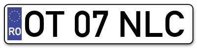Placuta inmatriculare numar auto  OT-07-NLC, OT 07 NLC, OT07NLC