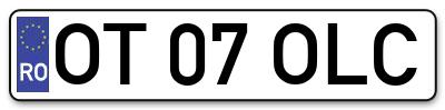 Placuta inmatriculare numar auto  OT-07-OLC, OT 07 OLC, OT07OLC