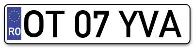 Placuta inmatriculare numar auto  OT-07-YVA, OT 07 YVA, OT07YVA