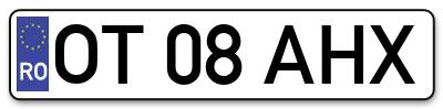 Placuta inmatriculare numar auto  OT-08-AHX, OT 08 AHX, OT08AHX