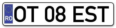 Placuta inmatriculare numar auto  OT-08-EST, OT 08 EST, OT08EST