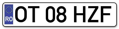 Placuta inmatriculare numar auto  OT-08-HZF, OT 08 HZF, OT08HZF