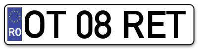Placuta inmatriculare numar auto  OT-08-RET, OT 08 RET, OT08RET