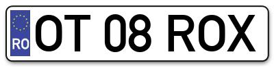 Placuta inmatriculare numar auto  OT-08-ROX, OT 08 ROX, OT08ROX