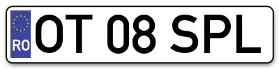 Placuta inmatriculare numar auto  OT-08-SPL, OT 08 SPL, OT08SPL