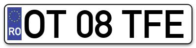 Placuta inmatriculare numar auto  OT-08-TFE, OT 08 TFE, OT08TFE